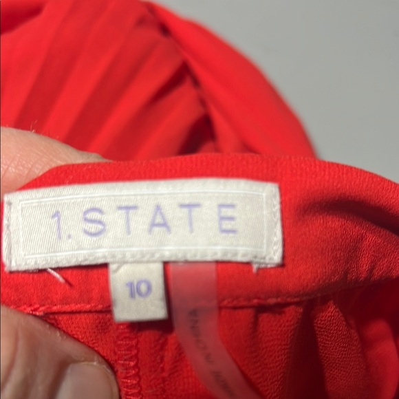 1. State Coral Red Pleated Midi Skirt Size 10 Classic Modern Feminine Elegant - Picture 7 of 10